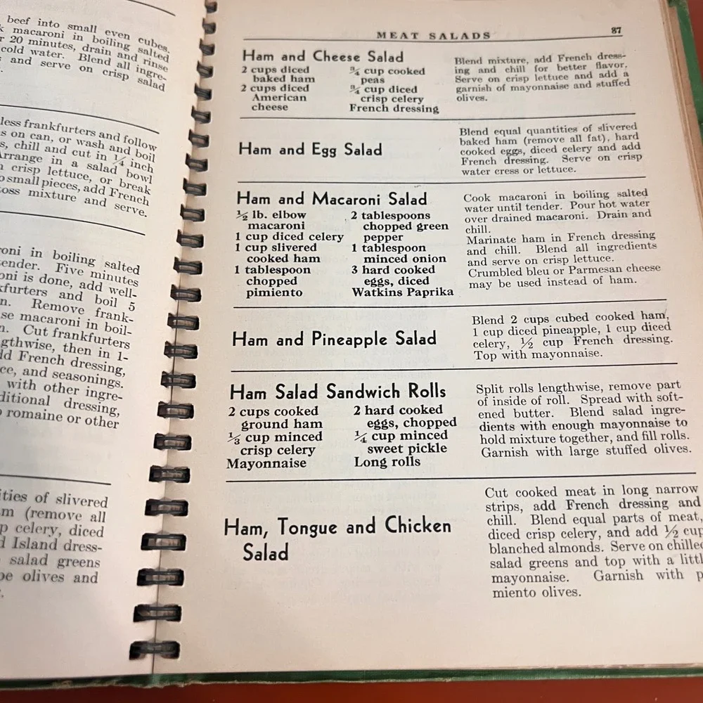 Vintage Watkins Salad Book Elaine Allen J.R. Watkins Co Spiral Bound Cookbook